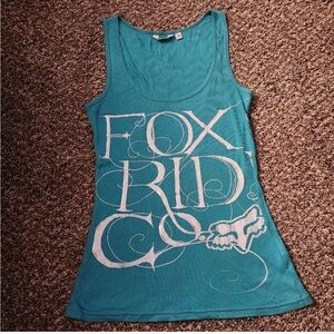 Fox Racing Aqua Blue Graphic Fitted Racerback Tank Top